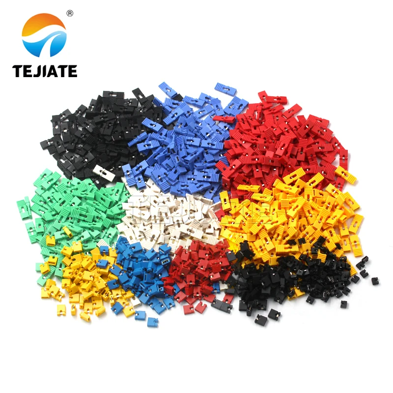 

100PCS jumper cap short circuit cap spacing 2.54mm black yellow blue red short circuit block pin connector cap long handle cap