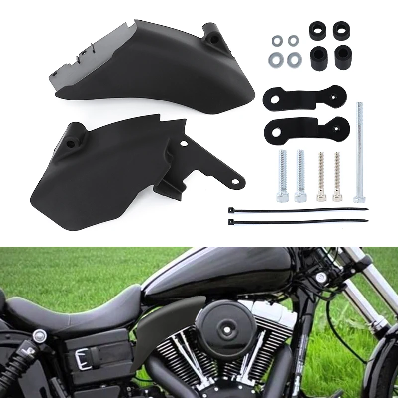 

1 pair Motorcycle Heat Shield Trim Cover Black Mid-Frame Air Deflector ABS For Harley Dyna 2006-Later Street Bob Wide Glide