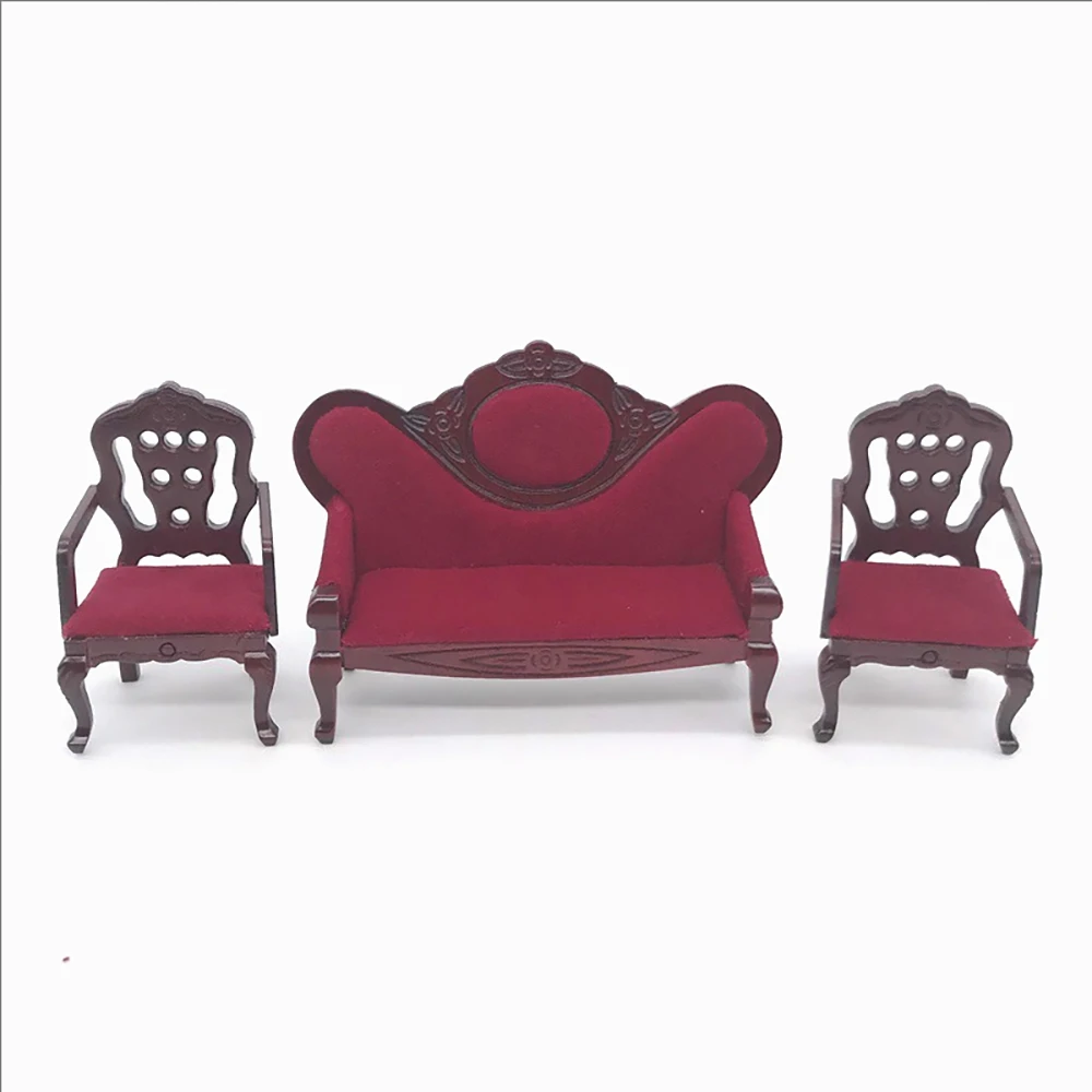 

1/12 миниатюрный кукольный домик, деревянный красный диван-стул, набор мини-мебели, игрушка для кукольного дома, аксессуары, украшение ob11 bjd