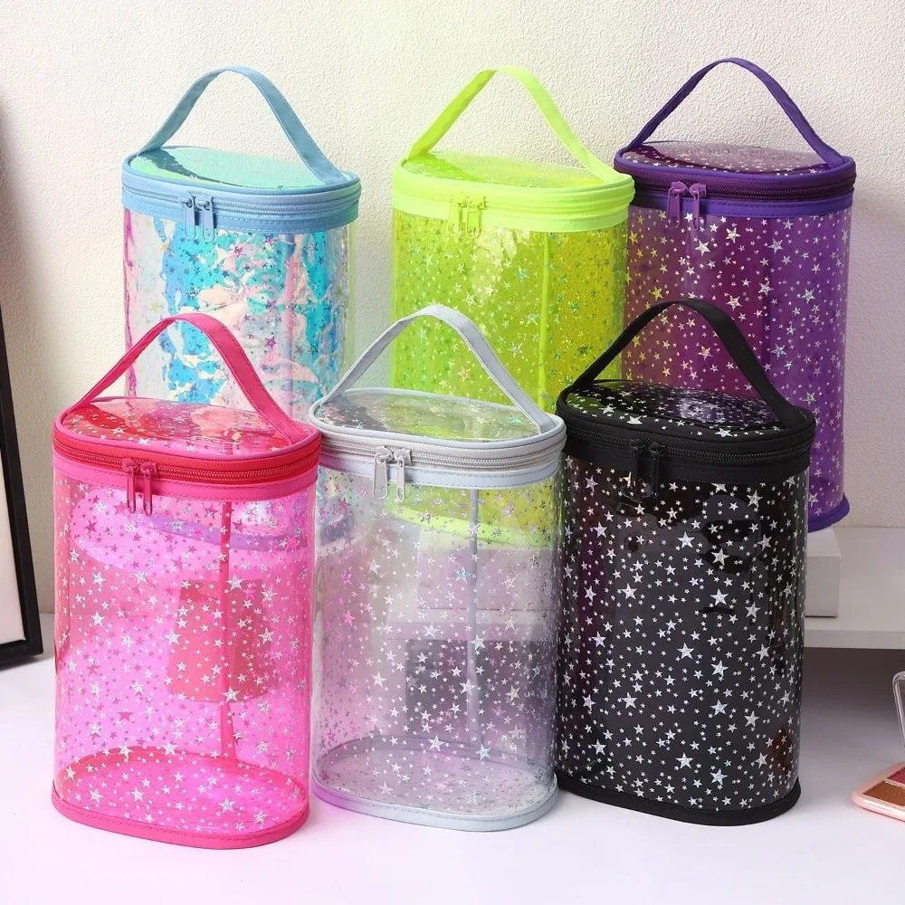 Tragbare PVC-Kosmetiktasche in Sternform, transparente Aufbewahrungstasche mit Reißverschluss, große Kapazität, wasserdichte Make-up-Tasche für den Außenbereich