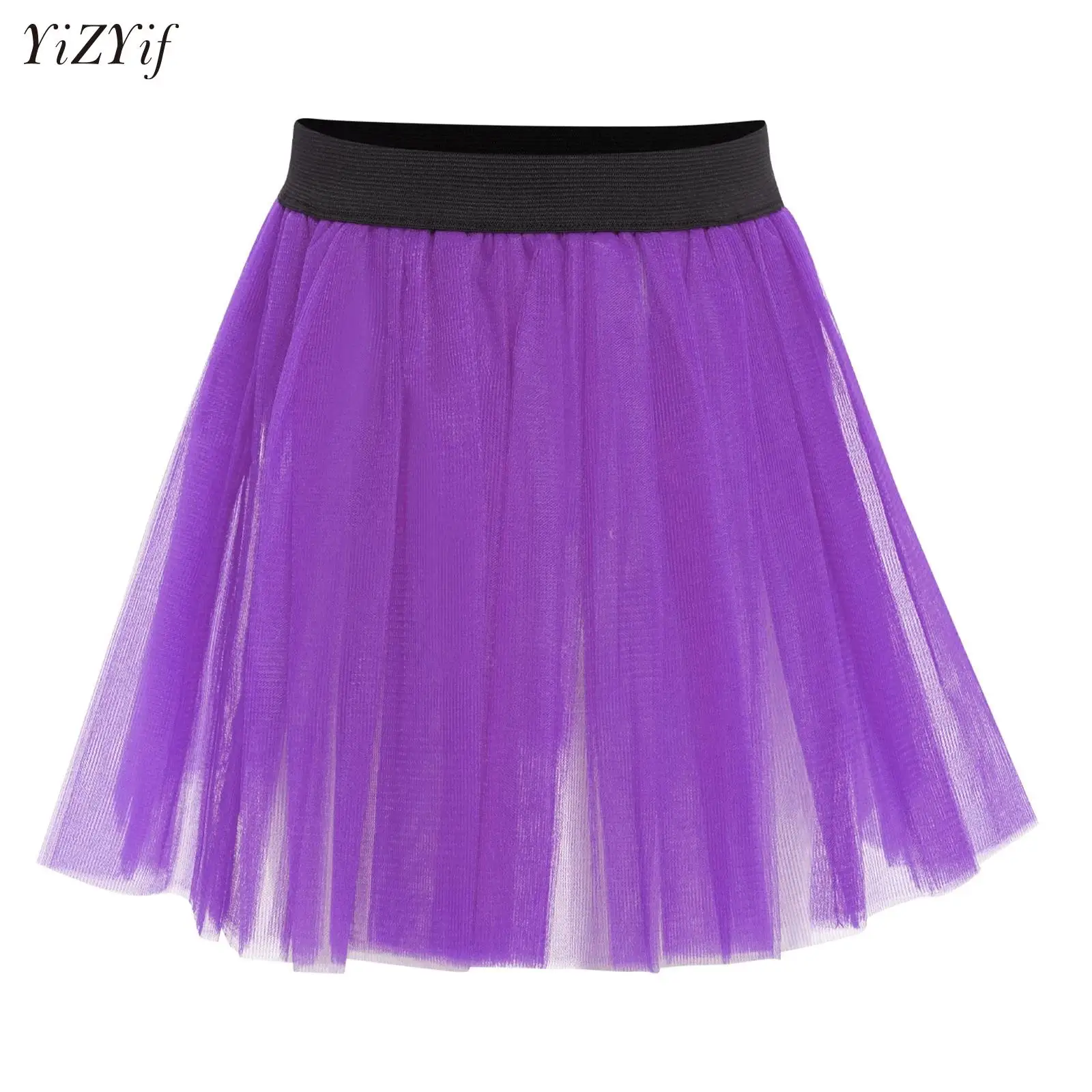 

Girls Ballet Tutu Skirts Kids 3 Layers Soft Tulle Skirts Elastic Short Skirts Child Stage Performance Dance Leotard Skirt Dress