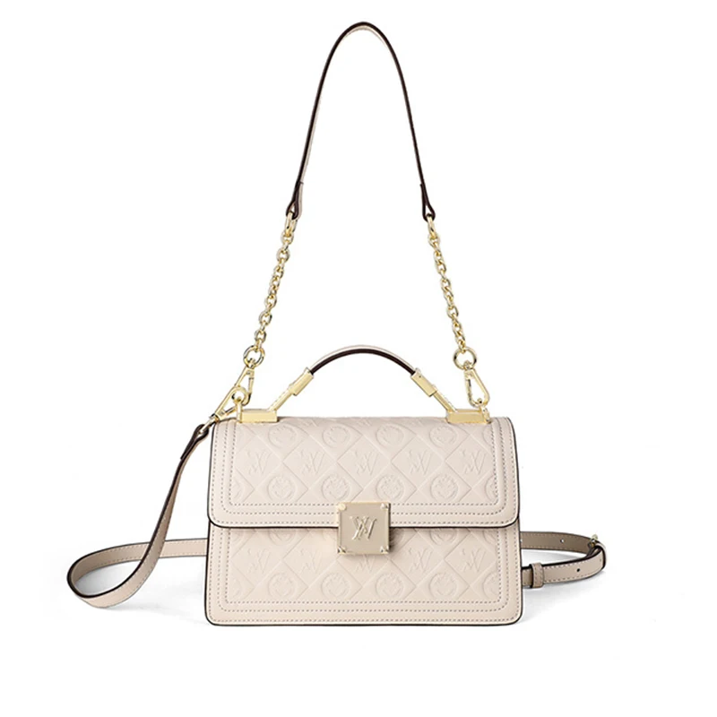 

2026 Spring-Summer Women Ivory Genuine Leather Handle Bag Lady Luxury Mini Design Crossbody Bag Female Minimalist Shoulder Bag