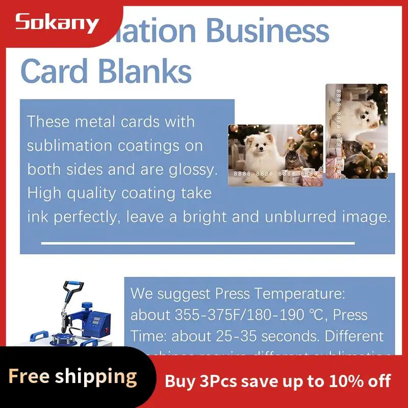 A59E-Sublimation Business Card Blanks Metal Bulk Aluminum Double Sides Name Cards Sublimation Blanks
