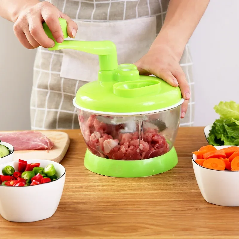 Powerful Manual Meat Grinder Hand-power Food Chopper Mincer Mixer Blender to Chop Meat Fruit Vegetable Nuts Shredders