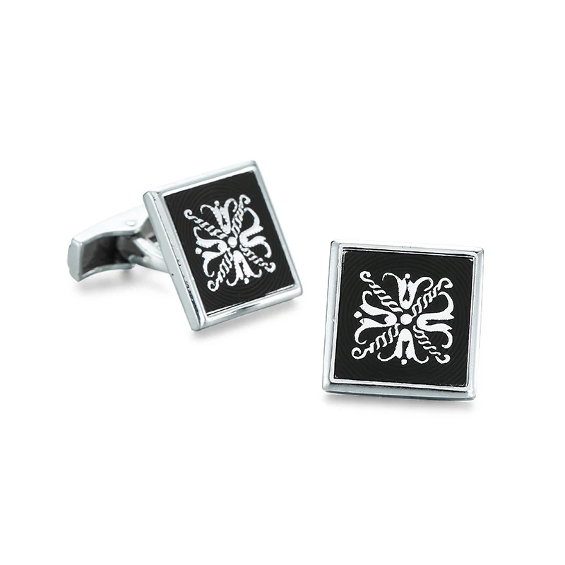 High quality black floral cufflinks brand new fashionable men's wedding French shirt cufflinks, factory direct sales wholesale