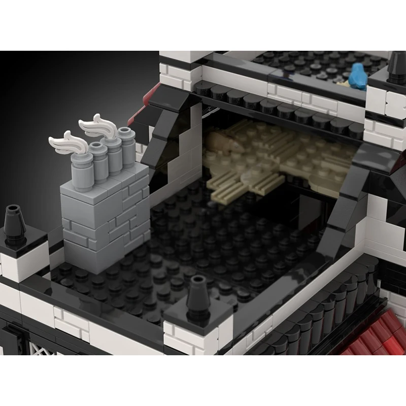 Moc اللبنات وحدات الحانة والمنتزل-قرية القرون الوسطى ديوراما الطوب نموذج لتقوم بها بنفسك تجميع لعبة البناء هدايا العيد #5