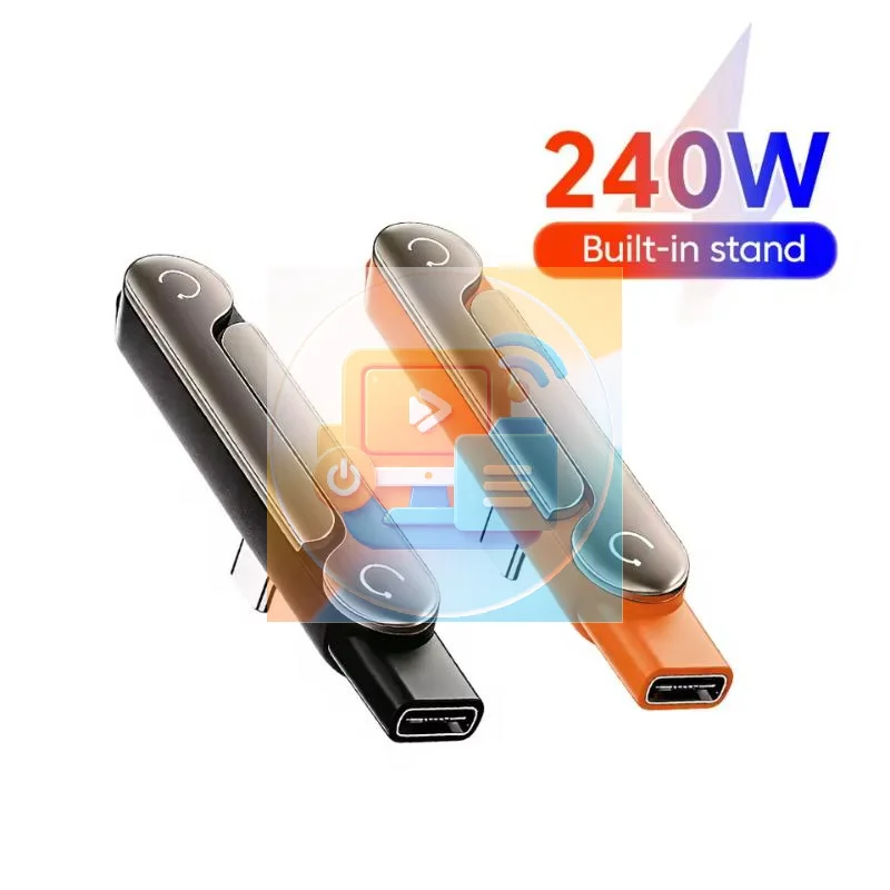 240W High‑Power Type‑C Male To Female OTG Converter Adapter Foldable Phone Charging Bracket Holder For Type‑C Smartphones