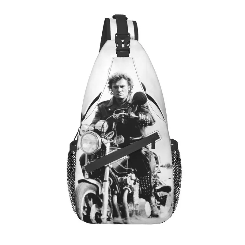 Fashion Motorcyclist Johnny Hallyday Sling Crossbody Backpack Men French Singer Shoulder Chest Bags for Traveling