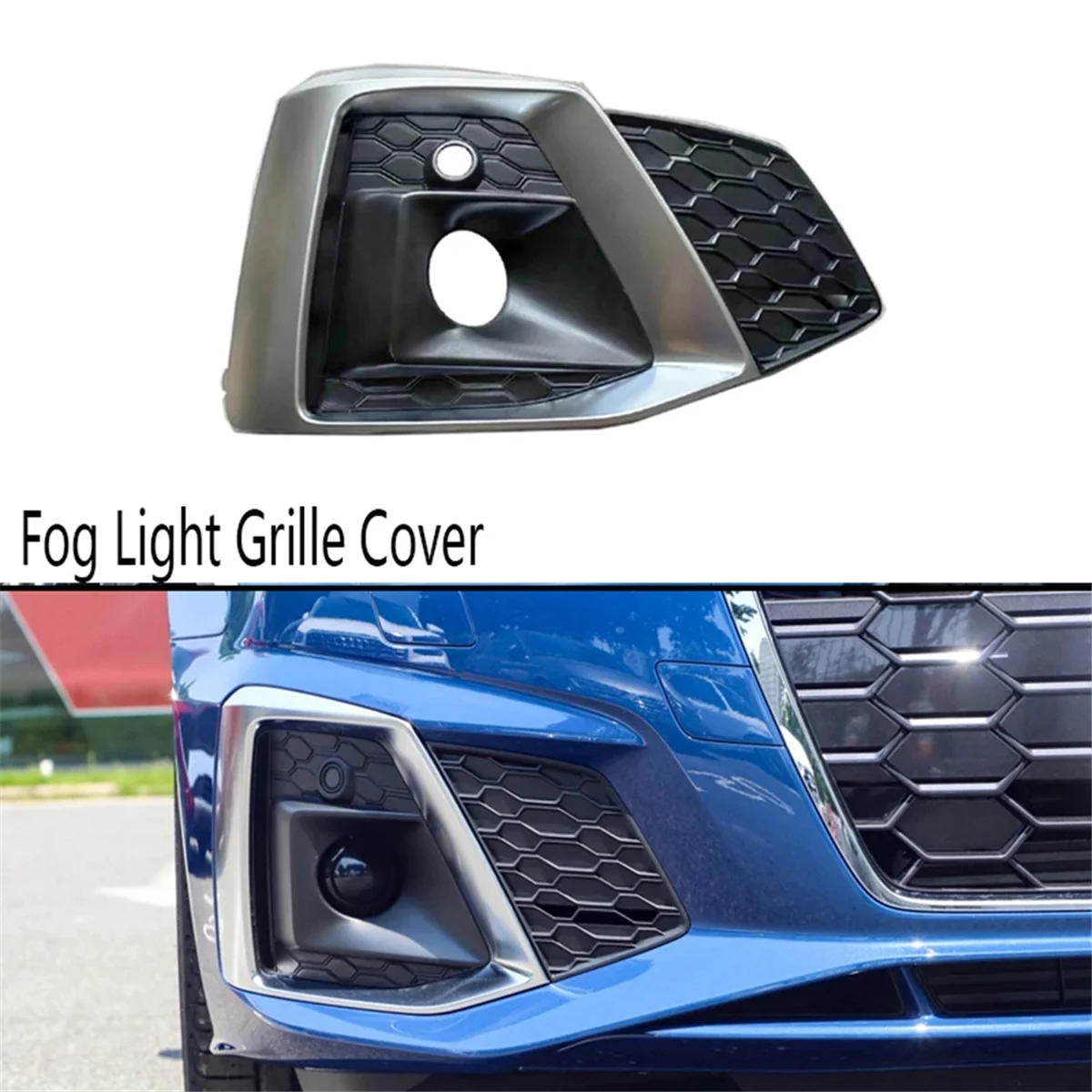 Car Chrome Right Fog Light Grille Cover Front Honeycomb Bumper Grille for   A5 S5 2019-2023