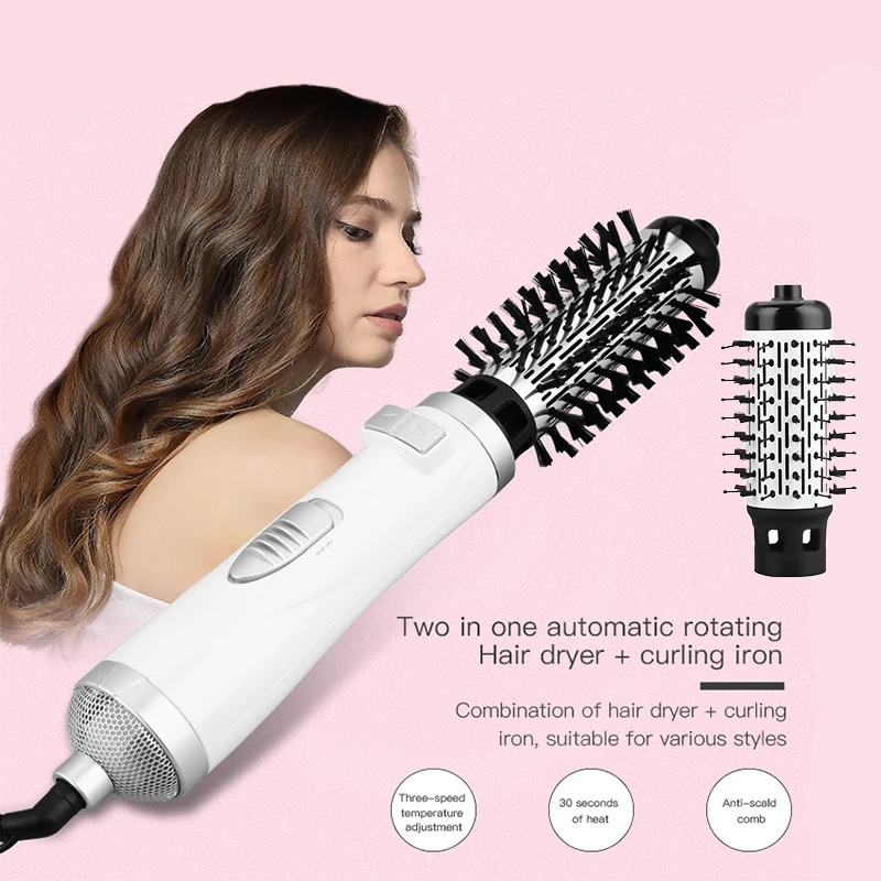 Automatic Rotating Hot Air Brush 2 In 1 360 Degree Curling Iron Hair Dryer Brush Hair Salon Equipment One Step Hair Dryer Comb