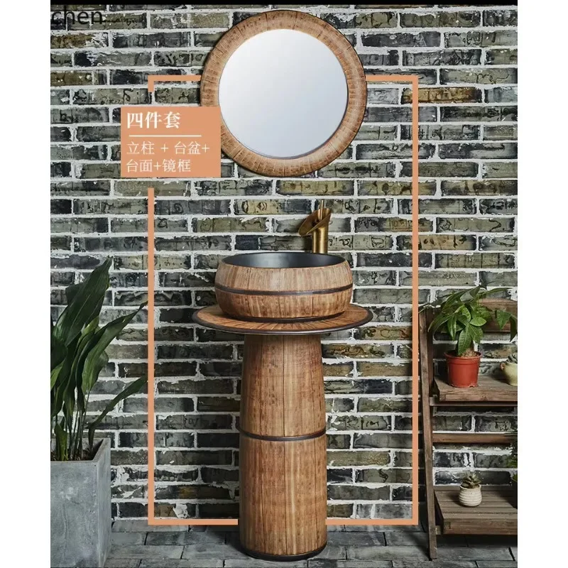 DSA integrated wash basin outdoor pool antique art column type wash basin bathroom household