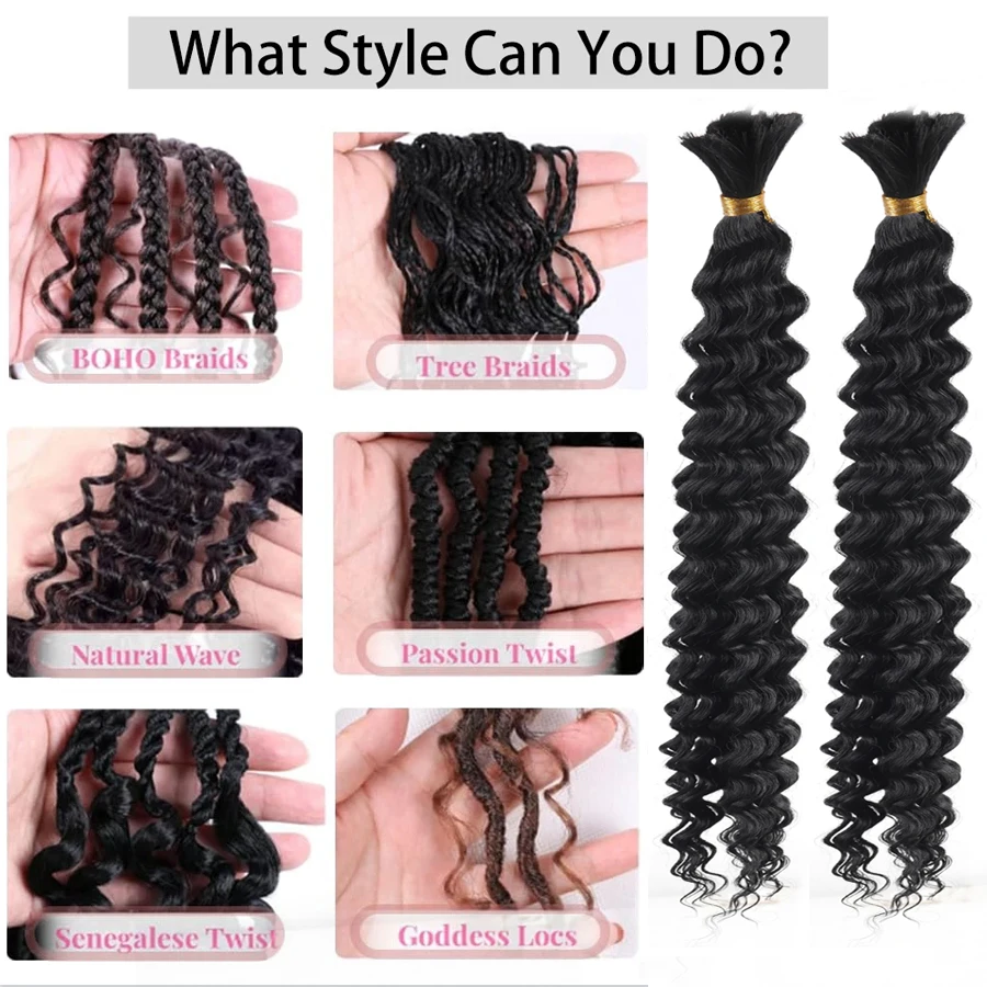 synthetic Crochet Hair Deep Wave Crochet Hair Curly Braiding Hair Pre Stretched Goddess Braids Deep Wave Bundles Wet An