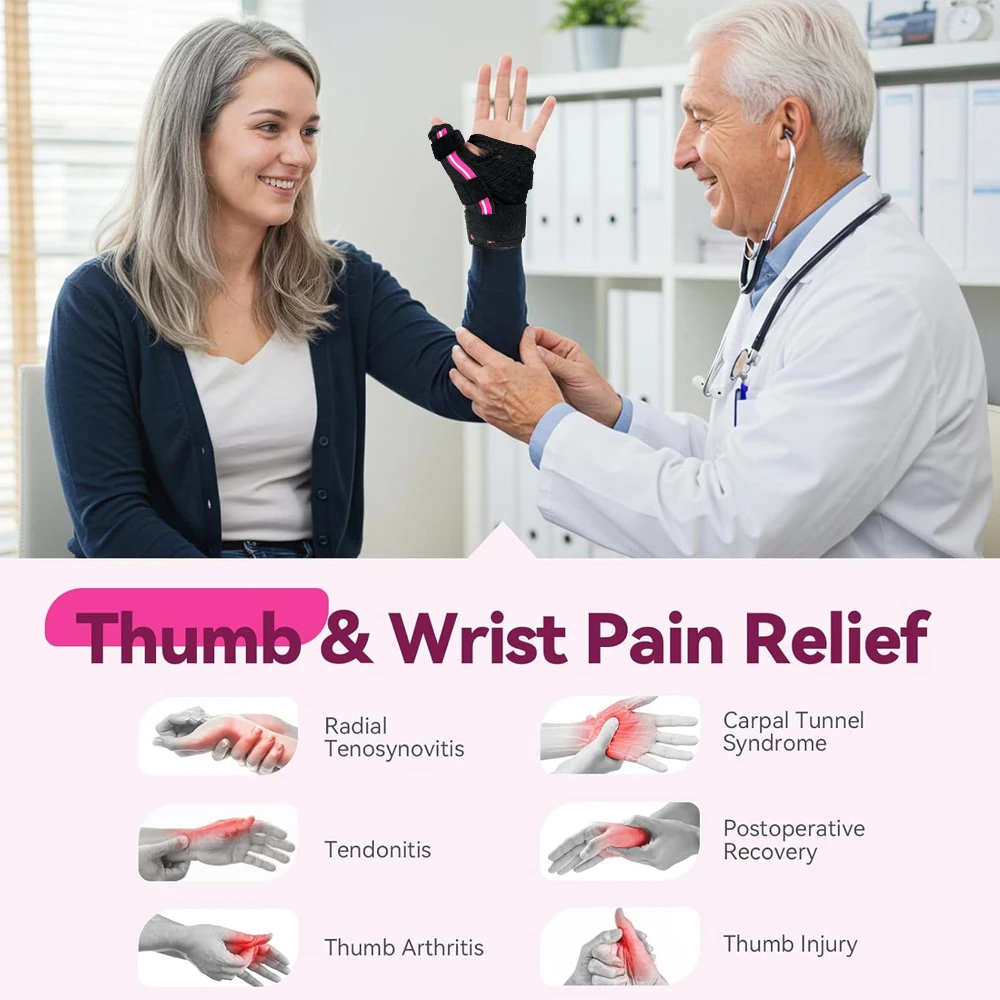 1/2 قطعة دعامة المعصم ومثبت الإبهام، نفق الرسغ، التهاب غمد الوتر، التهاب الأوتار، التهاب المفاصل، جبيرة الإبهام لتخفيف الآلام، النساء والرجال #5