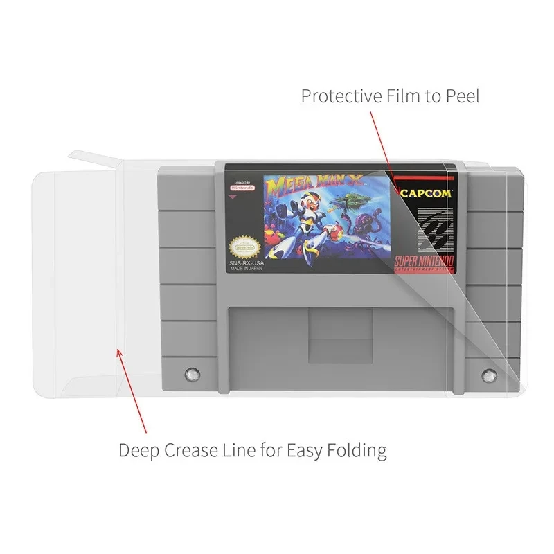 1000pcs for SNES Cartridge Case for S-NES Cart Protector Card Sleeve Clear Box