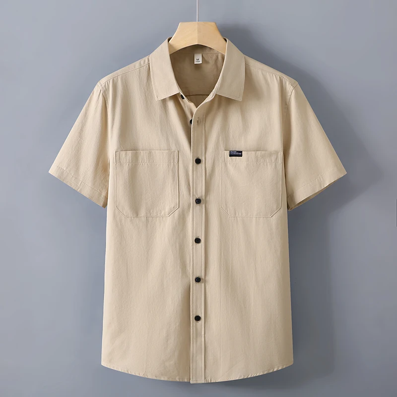 Elegant Workwear Shirts For Men Short Sleeve 100% Cotton Classic Summer Quality Breathable All Match Loose Fit Camisas De Hombre