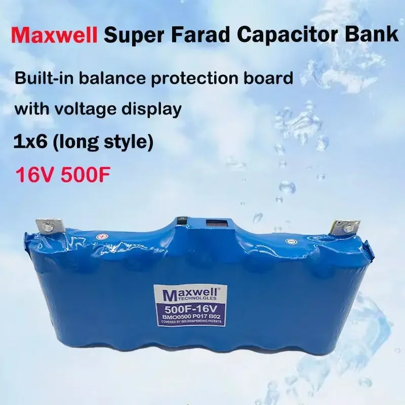 For Maxwell Super Farad Capacitor 16V 500F Automobile Rectifier 2.7V 3000F W/ Equalization Board Voltage Display Audio Capacitor