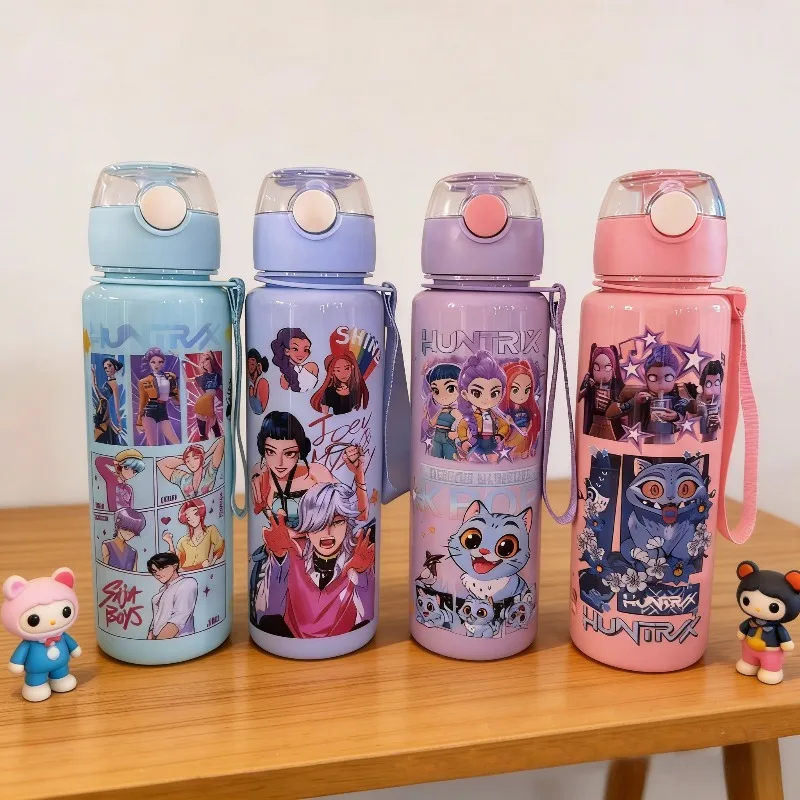 700ML Anime Cartoon Straw Cup K-POP Witch Hunt Large Capacity Tour Portable and Cute Plastic Water Cup for Children