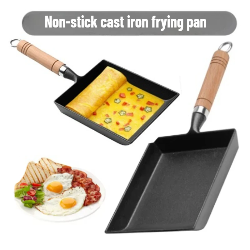 

Толстый чугунный антипригарный горшок в японском стиле тамагояки, легко чистится, инструмент для приготовления колбас на гриле, мясо на гриле, жареные яйца