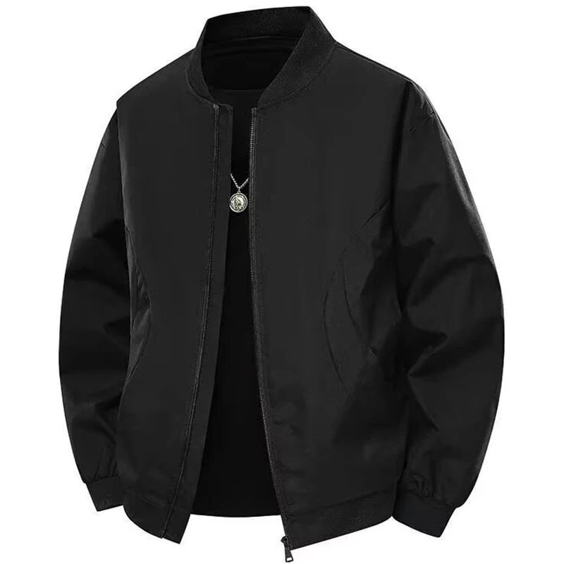 

Мужская куртка-бомбер, весенне-осенняя мотоциклетная куртка на молнии, ветровка с воротником-стойкой, ветрозащитная уличная верхняя одежда, пальто, уличная одежда