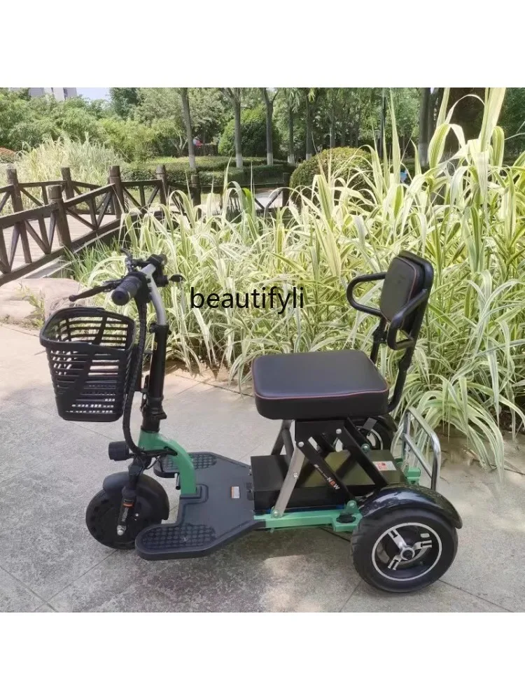 Elderly folding transportation electric tricycle small household electric vehicle adult leisure battery car