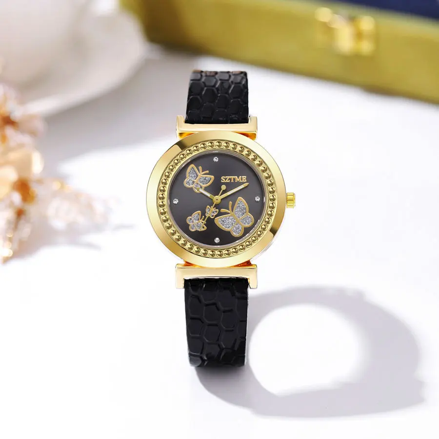 ساعة كوارتز على شكل فراشة على الطراز الكوري العصرية للنساء بتصميم كلاسيكي بسيط وإكسسوارات عصرية لسكن الطلاب