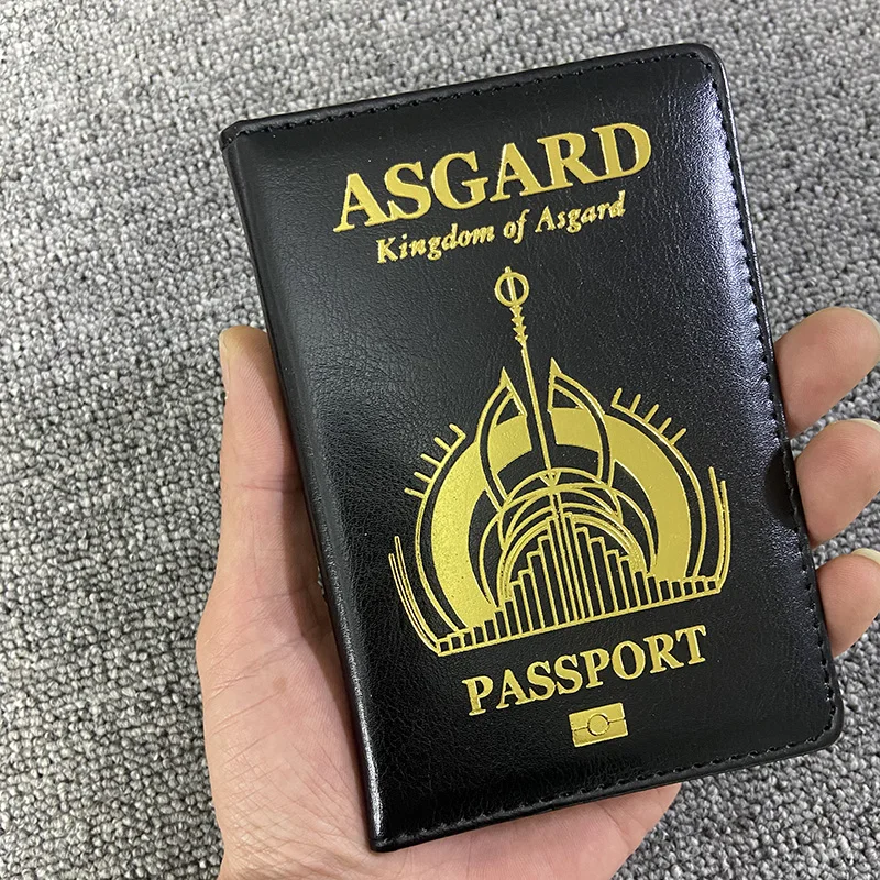 Asgard mitología nórdica funda para pasaporte vikingos soporte para pasaporte cuero Pu billetera de viaje Envío Directo