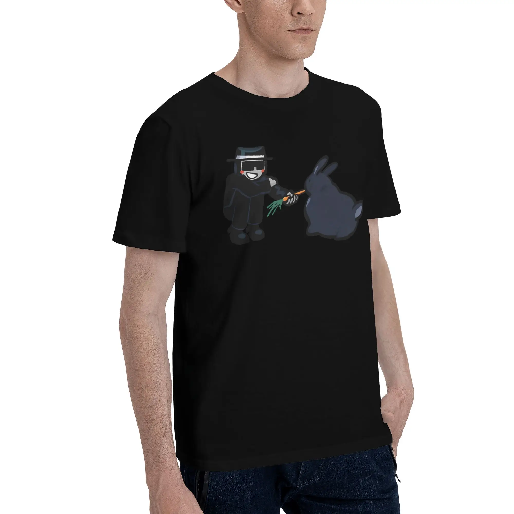 Forsakens Chance and His Fat Ah Bunny Spade T Shirt for Men Cotton Unique T-Shirts Crewneck  Tee Shirt Short Sleeve Tops Adult