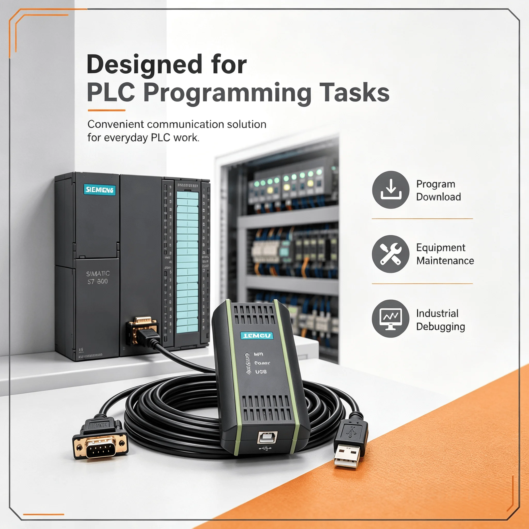 MPI Communication Programming Wire 6ES7972-0CB20-0XA0, 3M USB Download Cable Compatible with Siemens S7-300 S7-400 PLC
