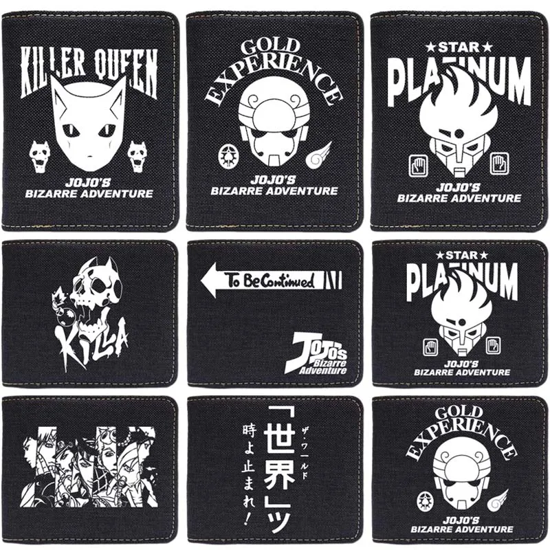 

JoJo Bizarre Adventure Canvas Short Wallet Fashion Anime Thin Wallet Multi-function Foldable Minimalist Soft Canvas Wallets New