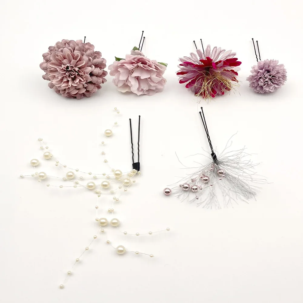 

Exquisite Japanese Hydrangea Hairpin Handmade Cloth Butterfly Hair Clip Flower Vintage Pearl Tassels Hair Stick Kimono Accessory