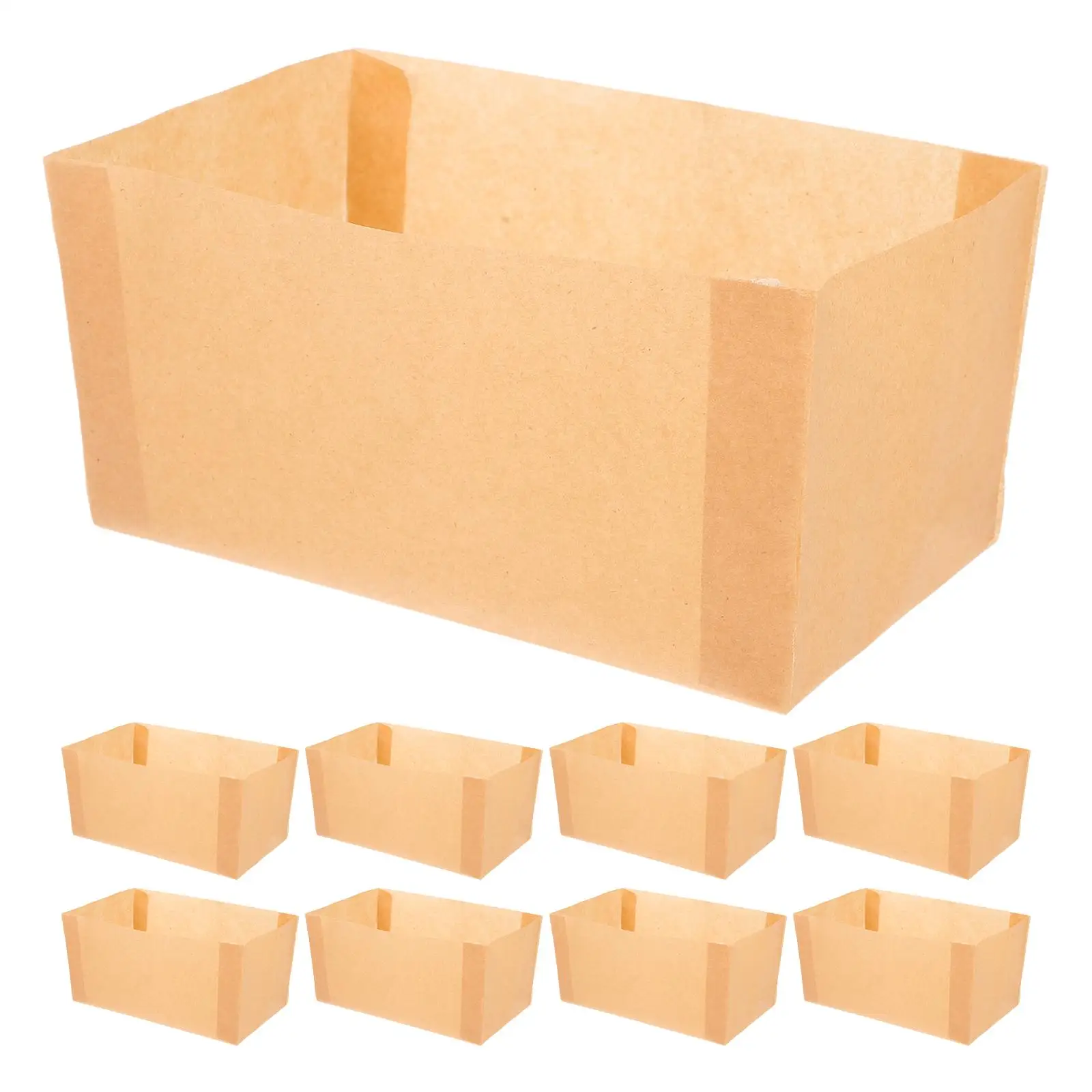 

50pcs Bread Pan Liners Nonstick Disposable Cake Mold Paper Loaf Tray Pastry Sheets Foodgrade Oven Safe Brown Cupcake Wrappers