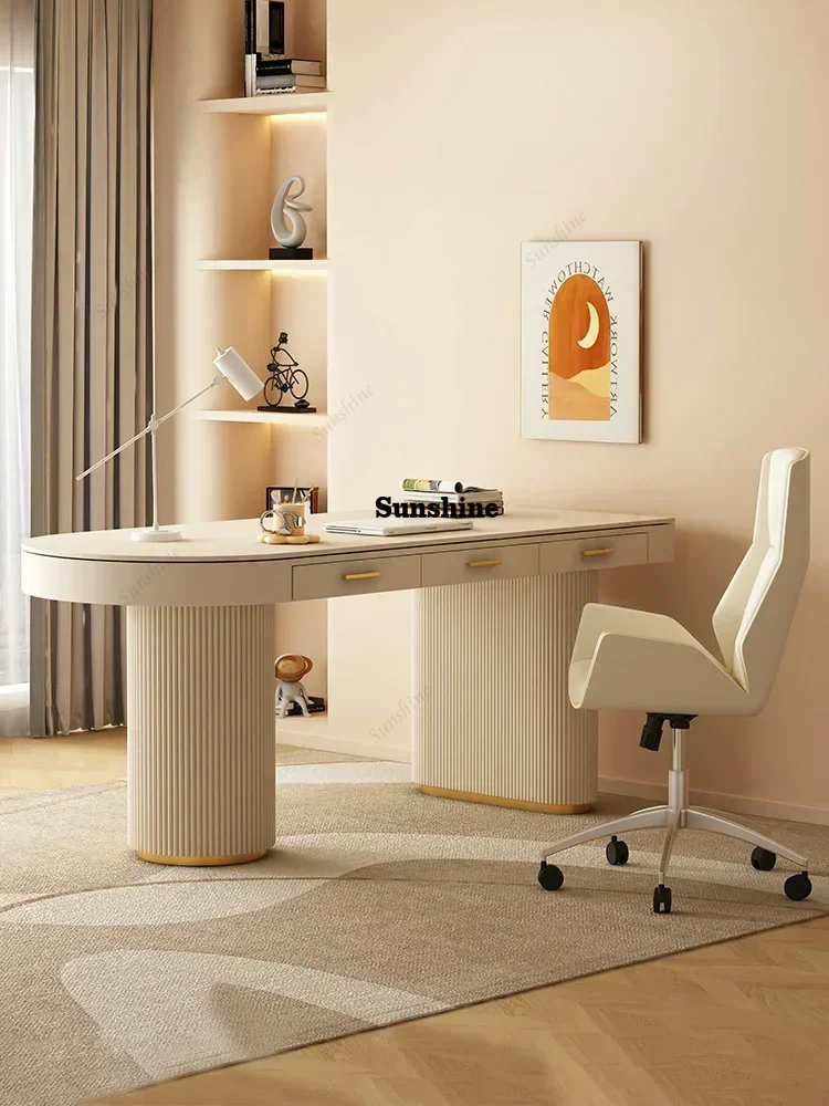 

Cream style slate desk, modern minimalist computer desktop desk FT