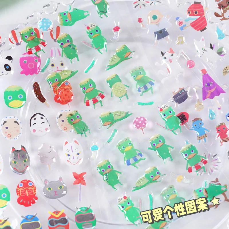 Pegatinas 3D de Animales Japoneses para Festivales, Calcomanías de Pez Dorado y Kappa, Hechas a Mano, para Niños, Recompensas, Decoración de Fundas de Teléfono