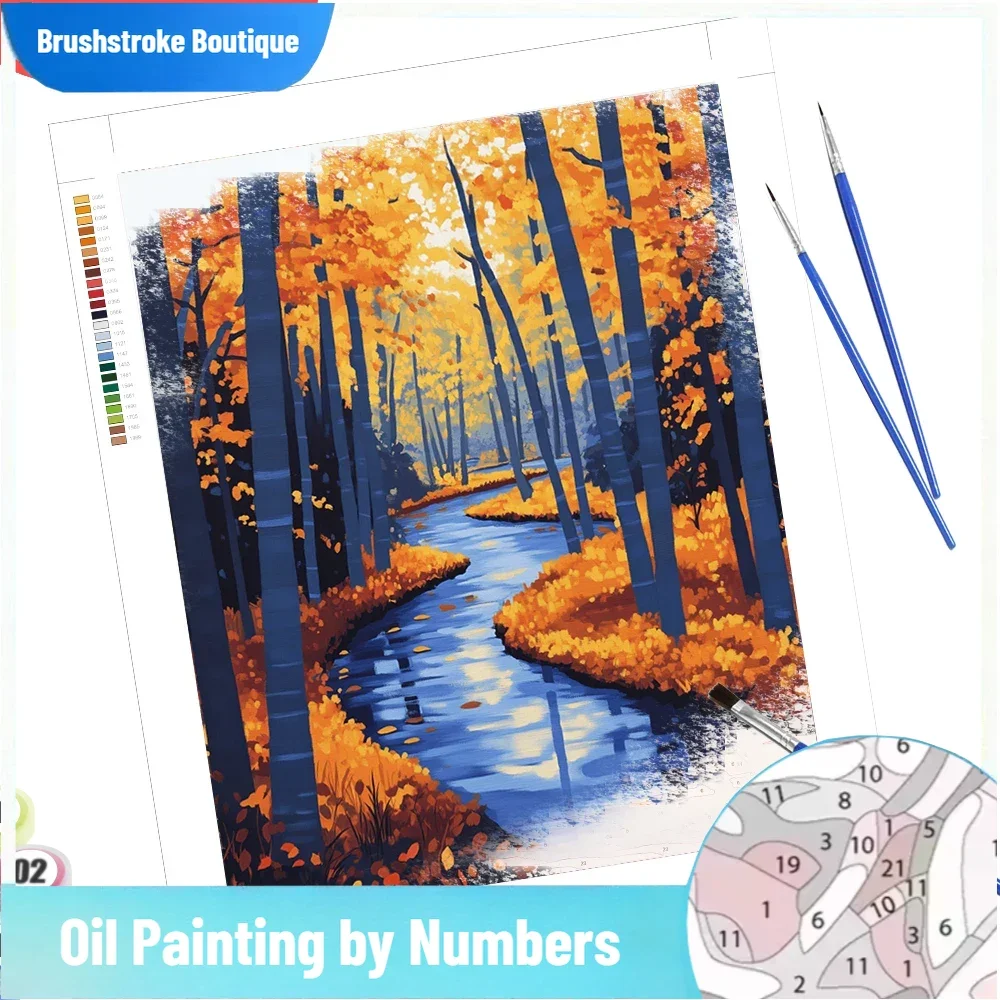

Бутик кистью Diy Картина по номерам Лесной пейзаж Домашний декор Diy Рисунок на холсте Осень Уникальный подарок Рождественский декор