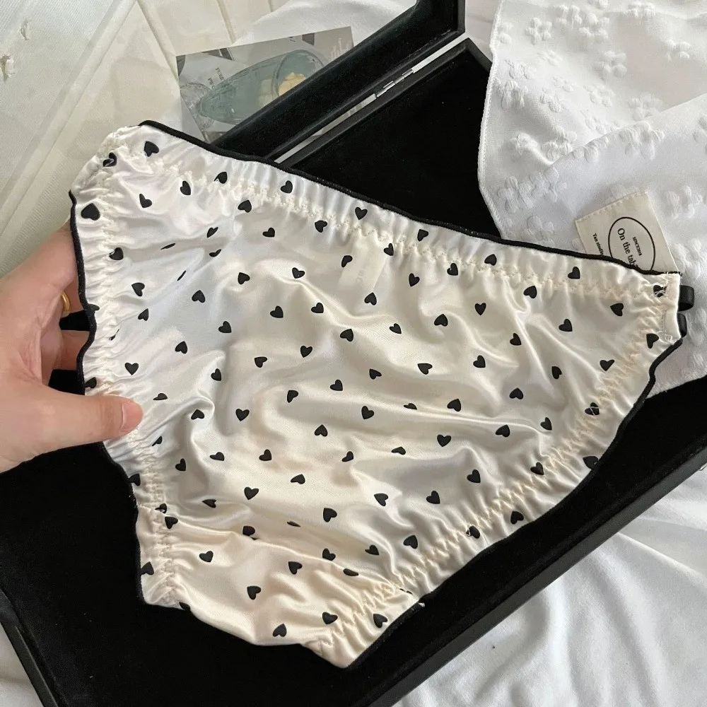 Fashion Ruffle Satin Silk Low-Rise Briefs Women's