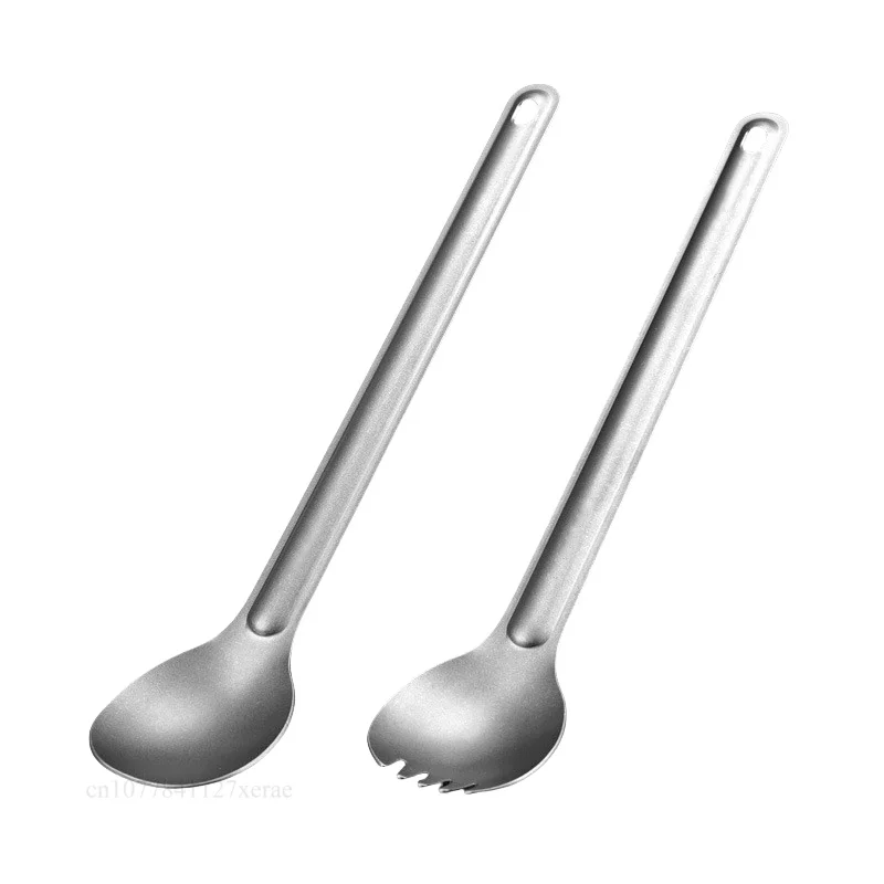 Camping Pure Titanium Spoon Outdoor Lightweight Long Handle Tableware Portable Picnic Hiking Travelling Ultralight Dinnerware