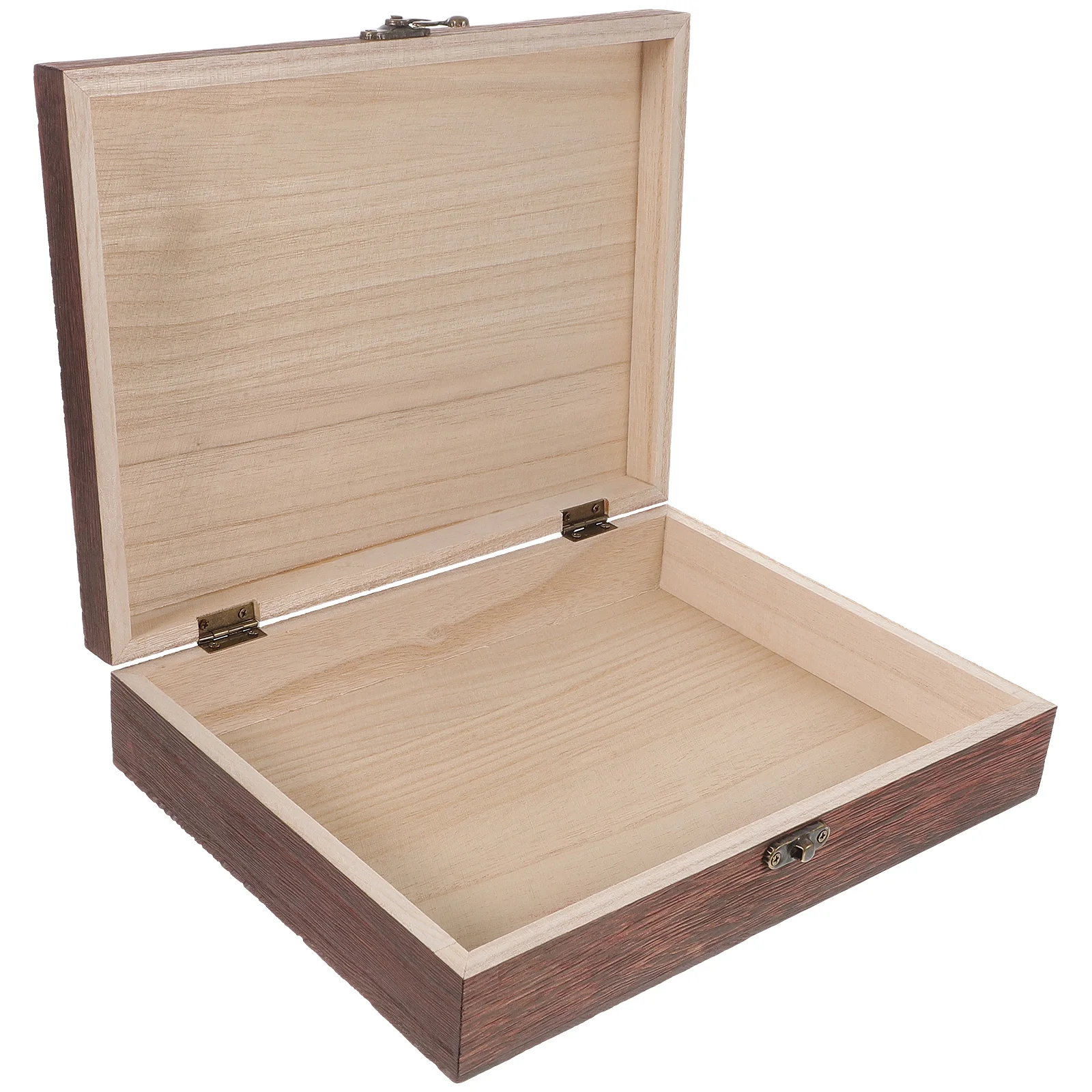 Wooden Storage Box Case Jewelry Container Practical Organizer Bins Lock Simple Rustic Man Boxes