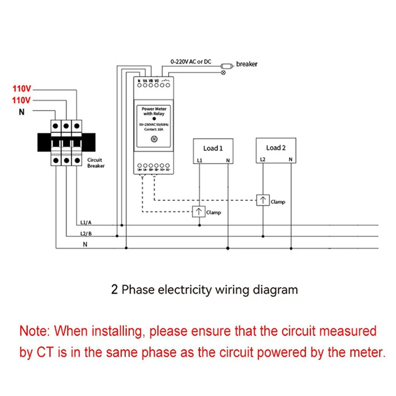 

-ABGQ 2X Tuya Smart Life Wifi Energy Meter Bidirectional 3 Phase With Dry Contact Switch App Monitor 80A AC110V/240V