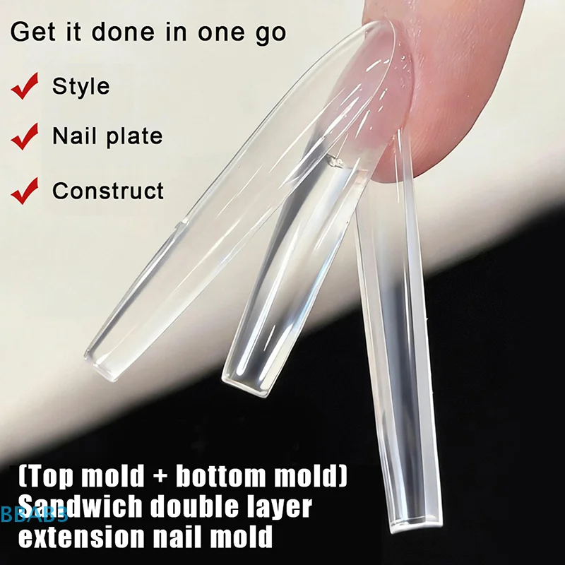 

【B】Sandwich Dual Nail Forms 240pcs 15size Extensions-Dual Forms Coffin Almond Nail Forms Top Mold Bottom Mold