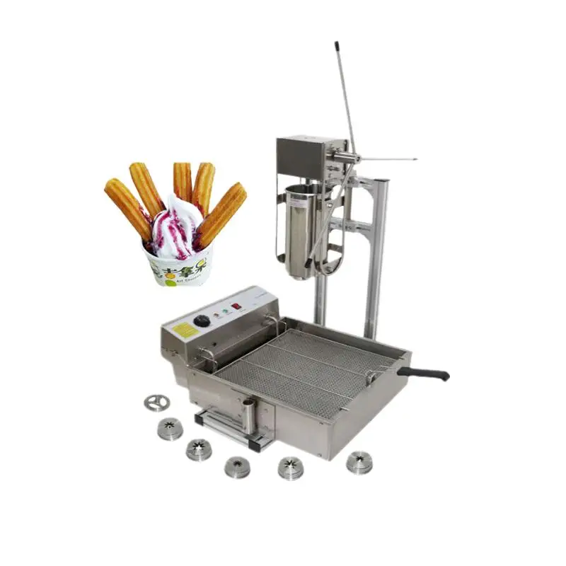 7L Churro Making Machine Stainless Steel Churros Machine With Gas Fryer Churros Making Machine Spanish Churros Filling Machine