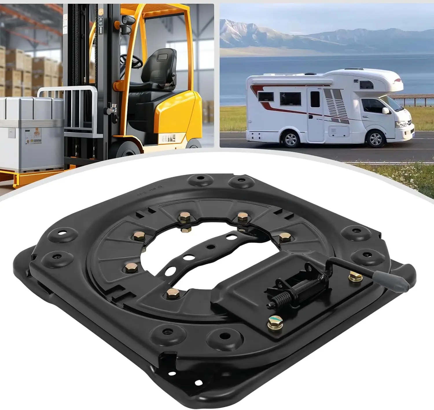 Alas Putar Kursi RV Universal - Permukaan Dipoles, Pegangan Dorong Ergonomis, Pemasangan Mudah dengan Banyak Lubang Pemasangan