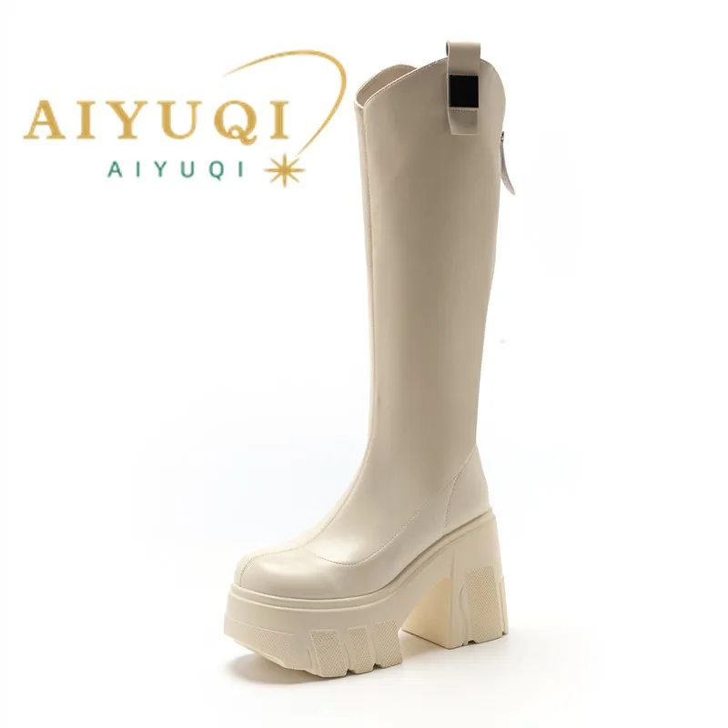 AIYUQI Women Platform Knee High Boots 2026 New Riding Boots Chunky Block Heel Fashion Ladies Long Boots Daily Party Footwear