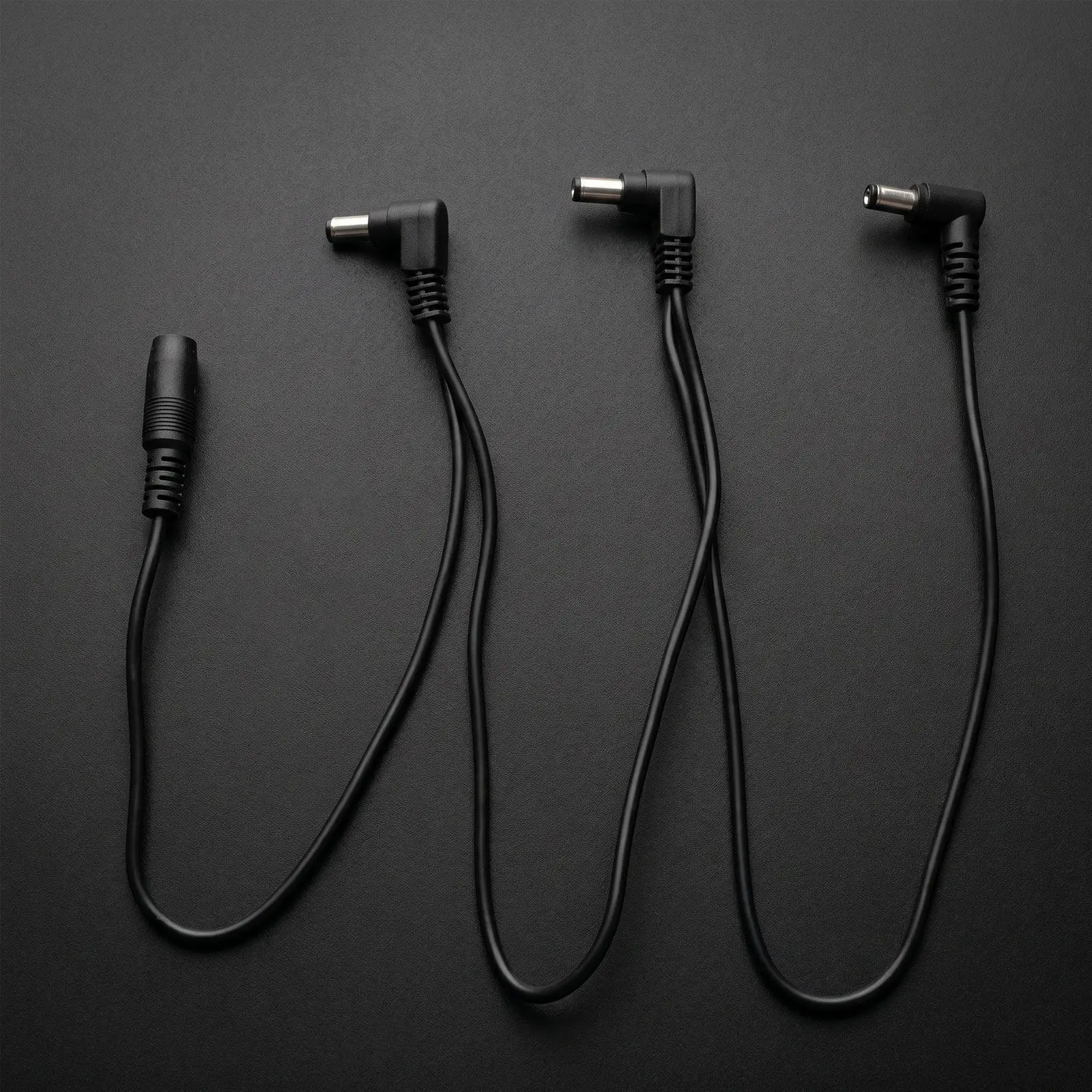 2Pcs Guitar Pedalboard Power Splitter Cable 1 Female to 3 Male Dc Power Cord Thick PVC Right Angle for Effects Pedals