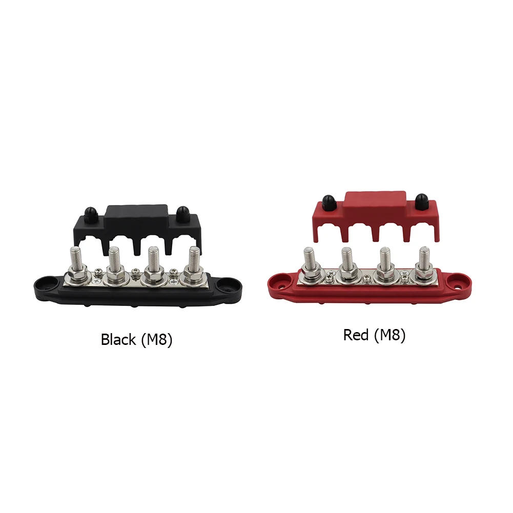 HLZS-1Pair M8 250A 4 Post Power Distribution Block For Car Rv-Marine Box Cold Pressed Terminals
