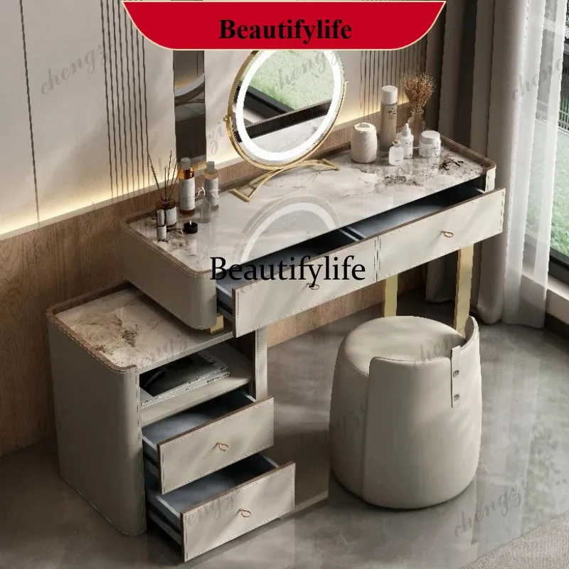 

G153 Stool Mirror Vanity Table Organizer Nordic Modern Luxury Makeup Dressing Table Drawer Storage Vanitty Tocador Bedroom Furni