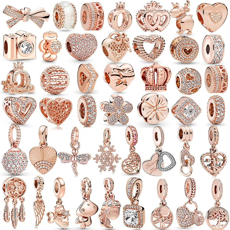 Hot Selling Beaded Rose Gold Plated Dream Catcher Pendant Charm Beads For DIY Bracelet Necklace Jewelry Accessories Gift