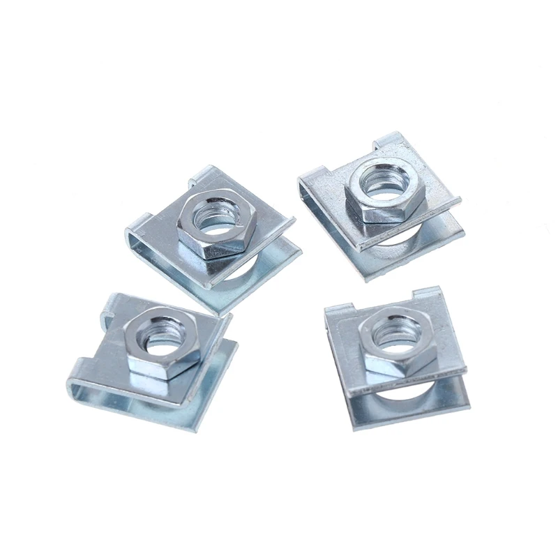 4 Pcs Car License Plate Fastener Buckle Metal Screw Nut U-Type Clips Retainer 6m Drop Shipping