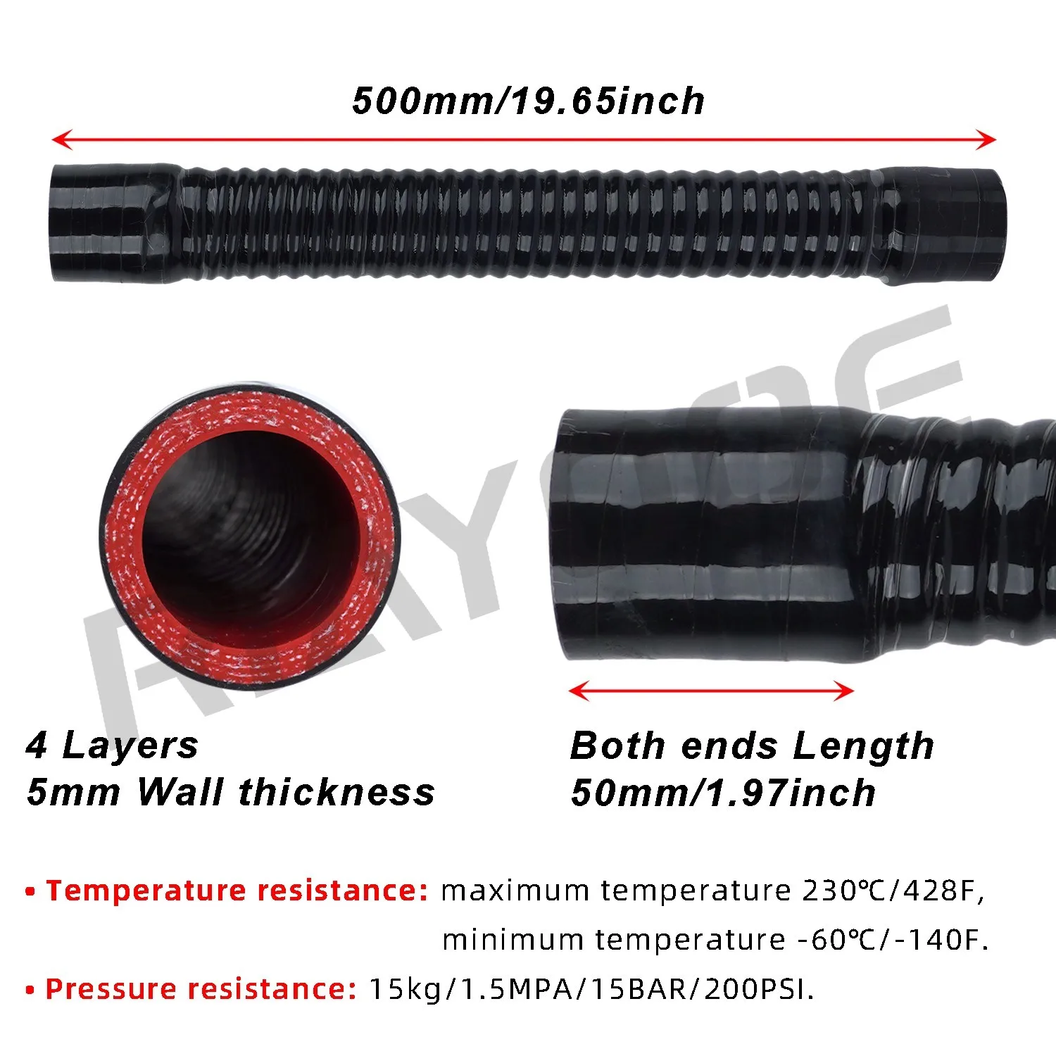 500MM Flexible Silicone Hose ID28 30 32 34 36 38 40 42 51 57 63 70 76 80 83mm Universal Air Intake Pipe Radiator Connection Tube