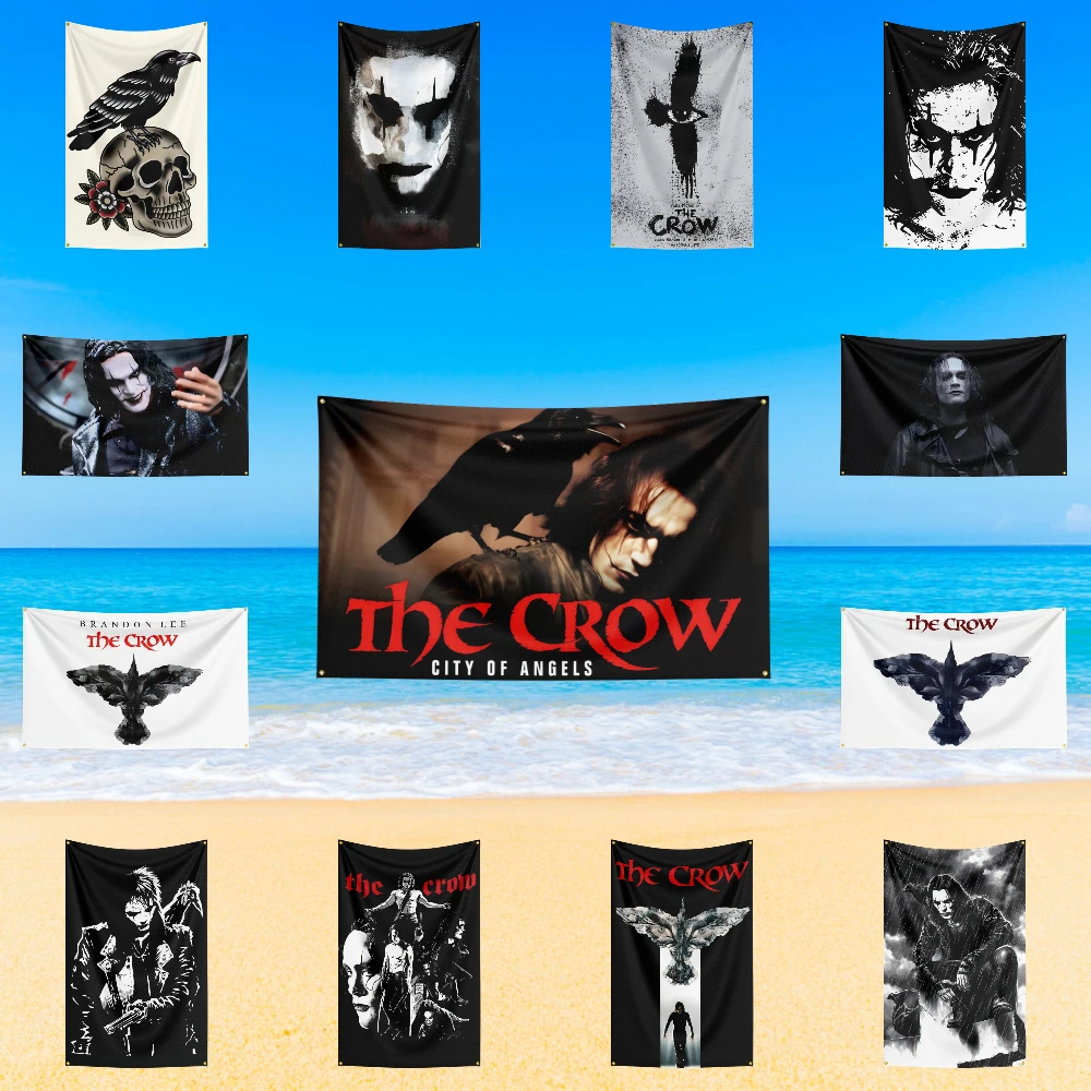 

the c-cr-ow Flag 150x240cm Classic Horror Movie Flag Tapestry Halloween Wall Hanging Banner Decor Movie Poster