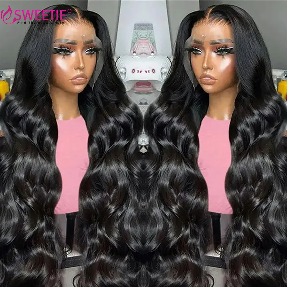 Perruque Lace Front Wig Body Wave Brésilienne Naturelle, Cheveux Humains, 13x6, 13x4, 40 Pouces, 250%